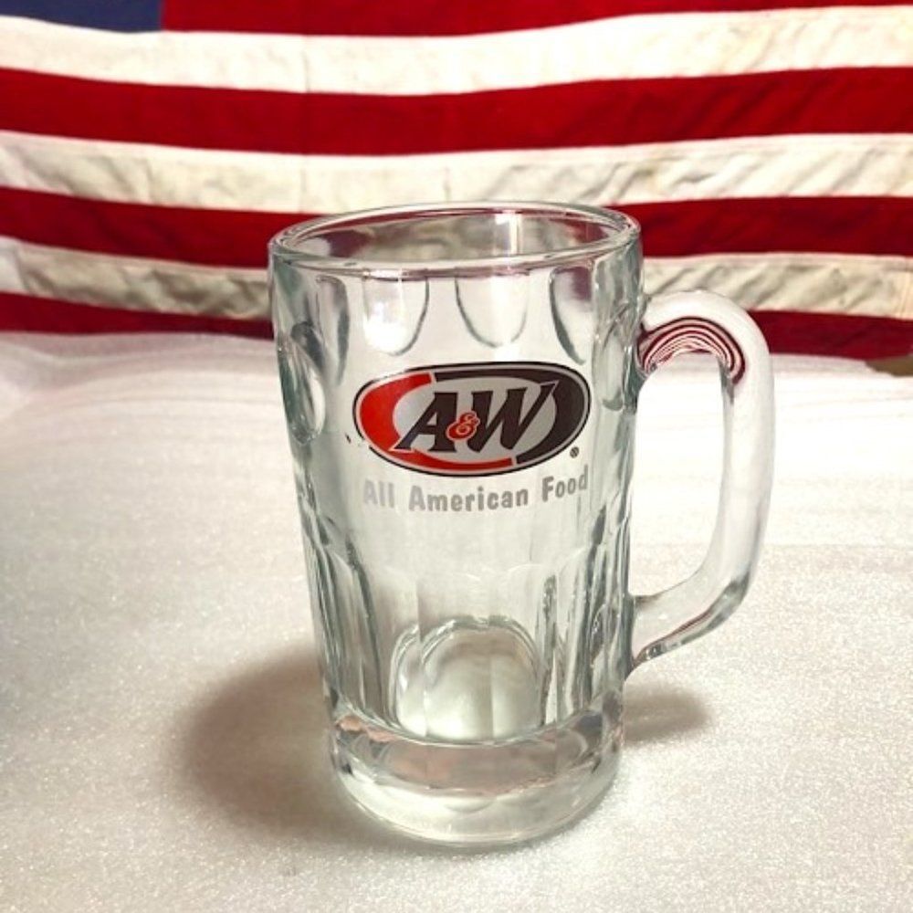 Vintage A&W Root Beer 6"  Thumbprint  Heavy Glass Mug